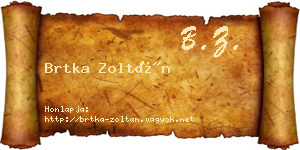 Brtka Zoltán névjegykártya